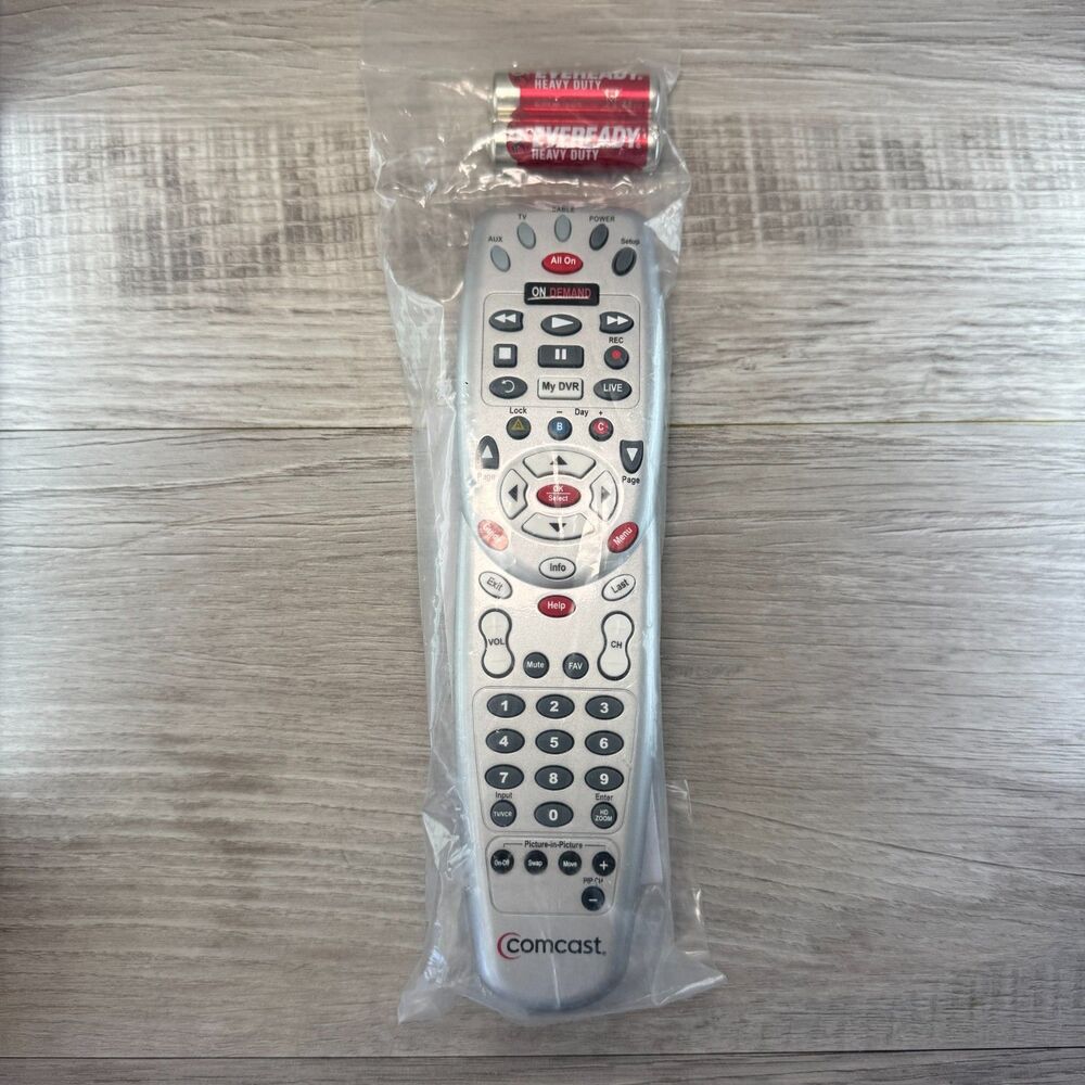 Comcast Universal Remote Control Silver Wireless Handheld with Batteries for DVR